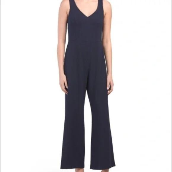 Marina NWT Navy Jumpsuit Wide Leg V Neck Evening Essential Sleeveless woman's 12 - Picture 9 of 10
